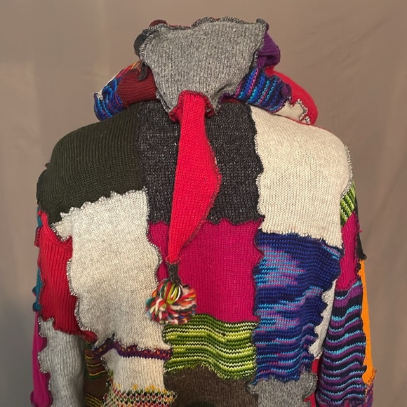 ❤️BOHO Hippy Wool Patchwork Jacket, Shop O holic Fashion. With detachable hood. - Picture 8 of 12